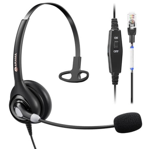 Arama Telephone Headsets for Yealink Phones, RJ9 Office Wired Headset - size: Mono-A600Y