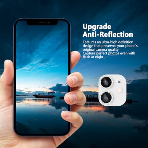 TENOC Camera Lens Protector for iPhone 11 & 12 & 12 Mini, Silver Glitter - size: iPhone 11/12/12 Mini