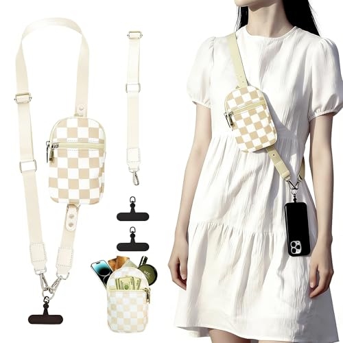 3-in-1 Clip And Go Phone Strap Crossbody With Detachable Wallet, RFID Blocking, Adjustable Anti-Theft Phone Lanyard - color: Beige