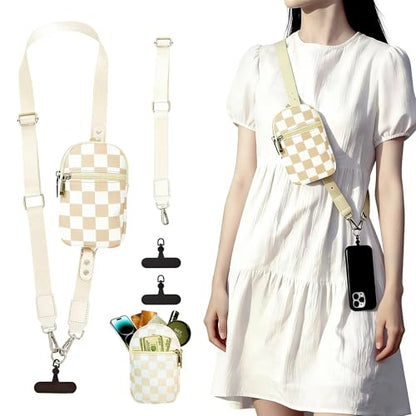 3-in-1 Clip And Go Phone Strap Crossbody With Detachable Wallet, RFID Blocking, Adjustable Anti-Theft Phone Lanyard - color: Beige