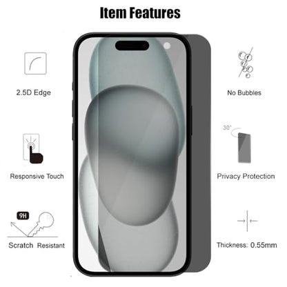 3 Pack Privacy Screen Protector For iPhone 15 (6.1")