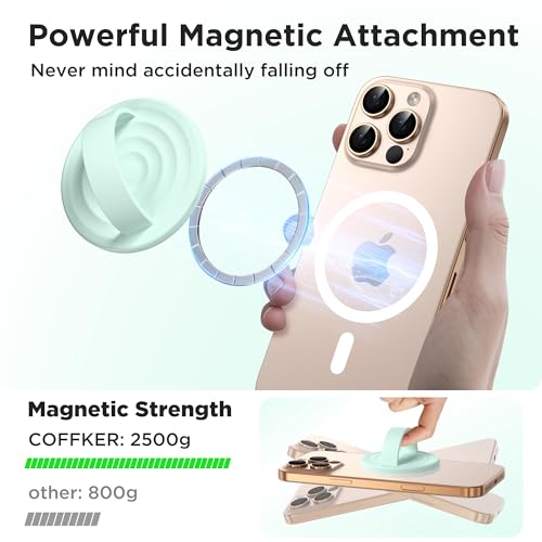Magnetic Phone Grip for MagSafe, Silicone Ring Grip, Mint Green - color: Mint Green