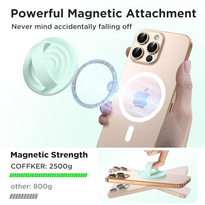 Magnetic Phone Grip for MagSafe, Silicone Ring Grip, Mint Green - color: Mint Green