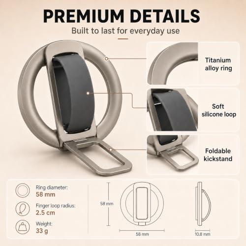 Magnetic Silicone Phone Grip | Super Strong Magnetic Design, 360° Rotation, Comfortable Grip, Compatible with iPhone 16/15/14/13/12 Series, Perfect for Selfies and Watching Videos - color: Off-White