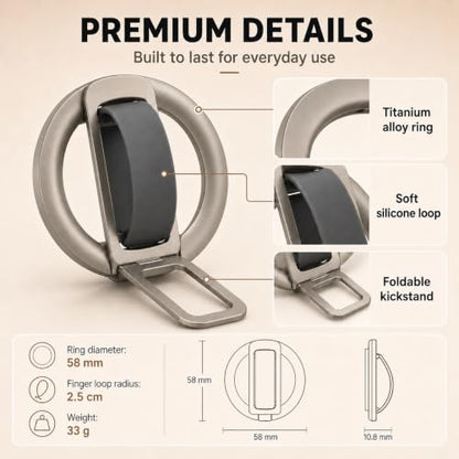Magnetic Silicone Phone Grip | Super Strong Magnetic Design, 360° Rotation, Comfortable Grip, Compatible with iPhone 16/15/14/13/12 Series, Perfect for Selfies and Watching Videos - color: Off-White