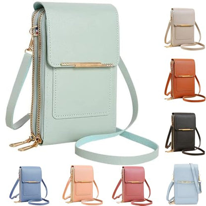 Anti-Theft Leather Bag,Small Crossbody Cell Phone Purse Wallet for Women,RFID Block Phone Purse Crossbody with Shoulder Strap - color: Green