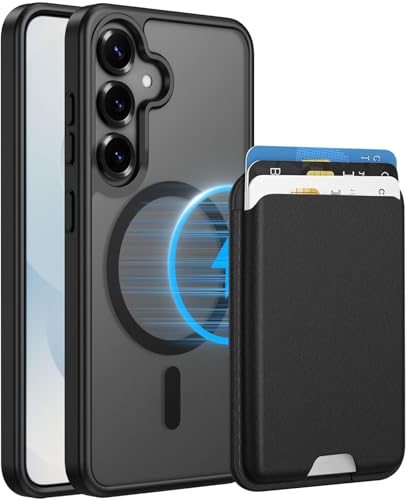 Magnetic for Samsung Galaxy S25 FE Wallet Case with Card Holder﻿ | Compatible with MagSafe, Shockproof Phone Cover with Detachable RFID Blocking Card Slot, Black - color: Black, size: S25 FE 6.7"