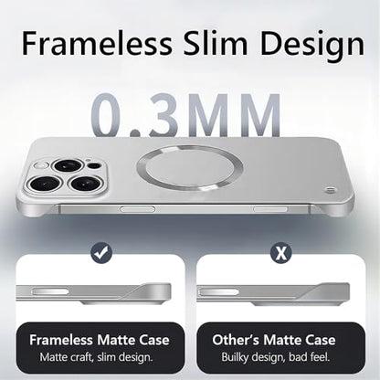 for iPhone Case,Luxury Magnetic Metal Gloss Matte Ultra Thin Frameless,Compatible with Magsafe Slim Hard PC Protection Shockproof Phone Case (Silver,iPhone 12 Pro) - color: Silver, size: iPhone 12 Pro
