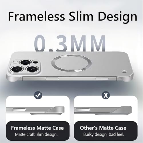 for iPhone Case,Luxury Magnetic Metal Gloss Matte Ultra Thin Frameless,Compatible with Magsafe Slim Hard PC Protection Shockproof Phone Case (Silver,iPhone 16) - color: Silver, size: iPhone 16