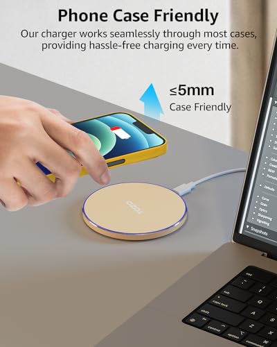TOZO W1 New Anti-Slip Aircraft-Grade Aluminum Wireless Charger 15W Max Fast Wireless Charging Pad Compatible with iPhone 17/17 Pro/17 Pro Max/Air/16/15/14/SE Series, Samsung Galaxy S25/S24/S23