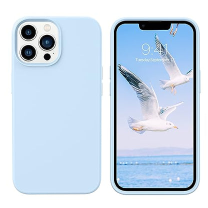 GUAGUA Compatible with iPhone 13 Pro Max Case Liquid Silicone Soft Gel Rubber Slim Microfiber Lining Cushion Texture Cover Shockproof Protective Phone Case for iPhone 13 Pro Max 6.7 Inch, Light Blue - color: Light Blue, size: iPhone 13 Pro Max