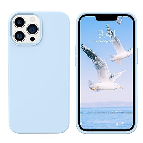 GUAGUA Compatible with iPhone 13 Pro Max Case Liquid Silicone Soft Gel Rubber Slim Microfiber Lining Cushion Texture Cover Shockproof Protective Phone Case for iPhone 13 Pro Max 6.7 Inch, Light Blue - color: Light Blue, size: iPhone 13 Pro Max