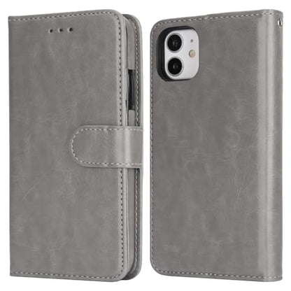Bocasal Detachable Wallet Case Card Holder for iPhone 11, Grey | Kickstand Card Slots Holder PU Leather Magnetic Shockproof Wrist Strap Removable Flip Protective Cover 6.1 inch - color: Gray