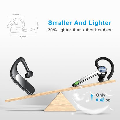 HEIBAS Bluetooth Headset, Wireless Earpiece with Mic for Work - color: Black