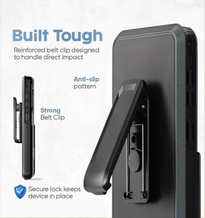 MOTIVE for Samsung Galaxy S26 Plus Case with Belt Clip and Stand | 6.7" | Case & Holster, MagSafe compatible, built-in Kickstand Horizontal, 360° rotating belt clip, slim low-profile fit - size: s26 Plus