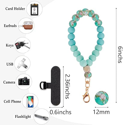 Silicone Beaded Phone Wrist Strap for Women, Elastic Wristlet - color: Mint Green