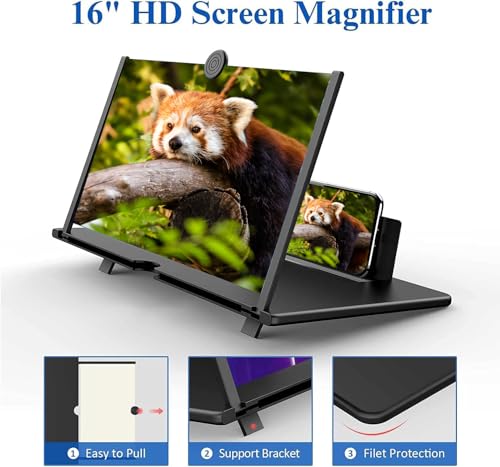 16 inch 3D HD Magnifying Screen Magnifier for Cell Phone - color: Black-16''