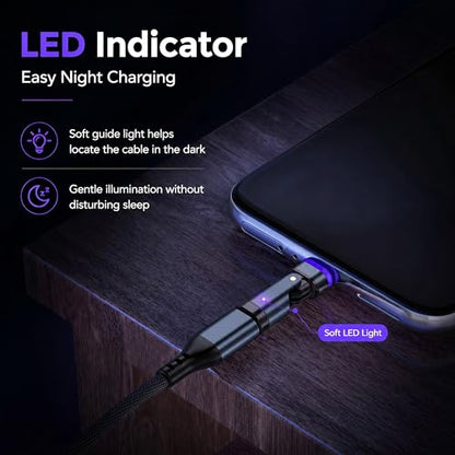 USB C Magnetic Adapter (2 Pack) USB Type C 180° Rotation Adapter 16PIN PD 240W Right Angle Adapters Type C Magnetic Connector for 1Phone 17/16/15/Ma-Book/1Pad,Samsung Galaxy,Google Pixel,Laptop