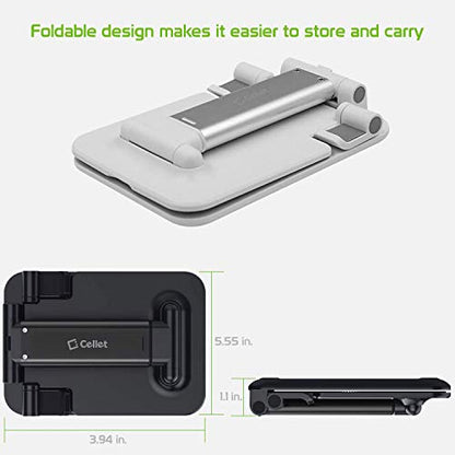 Cellet Adjustable Phone Holder & Tablet Stand, Desktop Table Dock Mount - Foldable Stand Compatible for iPhones, iPad Pro Air Mini Android Smartphones and Tablets (White) - color: White