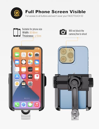 Grefay Motorcycle Phone Mount, 1S Quick Release Anti Shake Motorbike Phone Holder for 3.5-7.0 Inch Smartphone for Motorcycle Mirror Phone Mount with 360° Rotatabe