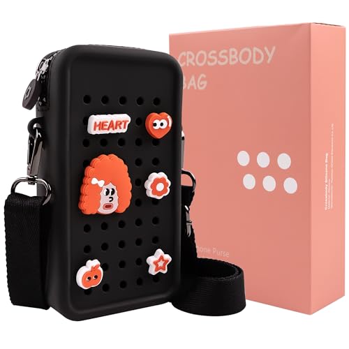 CANDY Small Crossbody Bag with Wide Shoulder Strap and Larger Holes for Charms – Adjustable, Stylish, and Comfortable Everyday Bag (Black) - color: Black Updated