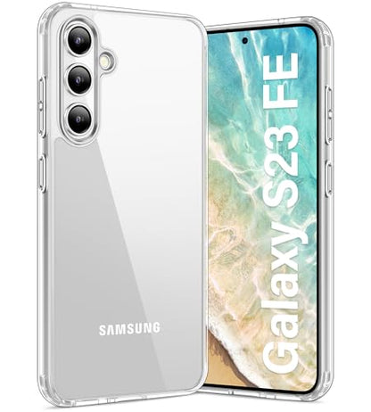 Vakaa Clear Case for Samsung Galaxy S23 EF 5G, Anti-Yellowing | Hard Back with Military-Grade Drop Protection, Wireless Charging Compatible - color: Transparent, size: S23 FE