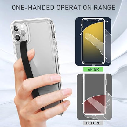 UKON Silicone Phone Grip,2 PCS Phone Strap Reusable Finger Holder with Three Short Silicone Strips DIY Combination to Fit 4.5"-7.5" Phone Case for Travel Shopping Office(Black+Black)