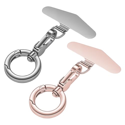 TENOC Metal Phone Tether with Spring Ring, Rose Gold+Silver - color: Silver/Rose Gold