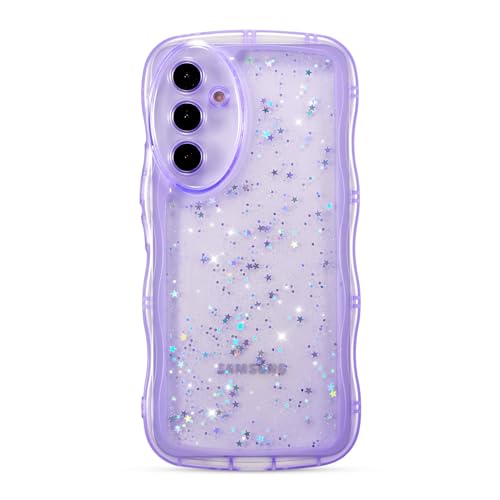 ZTOFERA for Samsung Galaxy A15 4G/5G 6.5" Case with Curly Wave,Purple | Cute Curly Wave Phone Case,Star Glitter,Clear Shiny Bling,Soft TPU Shockproof,For Women Girls - color: Purple, size: for Galaxy A15 4G/5G