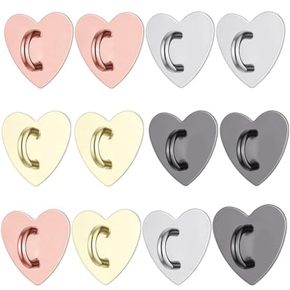 12 Pcs Phone Charm Hook Cell Phone Charm Holder Cute Heart Finger Ring Stand Adhesive Metal Loop Grip for Cellphone Case Pad Tablet DIY Accessories