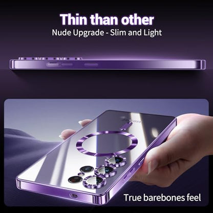 Compatible with Samsung Galaxy S25 Ultra Case（Only）.Magnetic Cover for S25 Ultra. Glossy Slim Thin Soft funda capa para for Galaxy S25 Ultra 6.9 inch.Compatible with MagSafe(Deep Purple) - color: Deep Purple