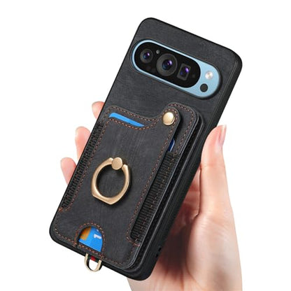 for Google Pixel 11 Pro Phone Case Wallet Card Holder,PU Leather Flip Folio Case,RFID Blocking Ring Holder Kickstand Wrist Strap Magnetic Protective Women Men Cover Black - color: Black, size: Pixel 11 Pro