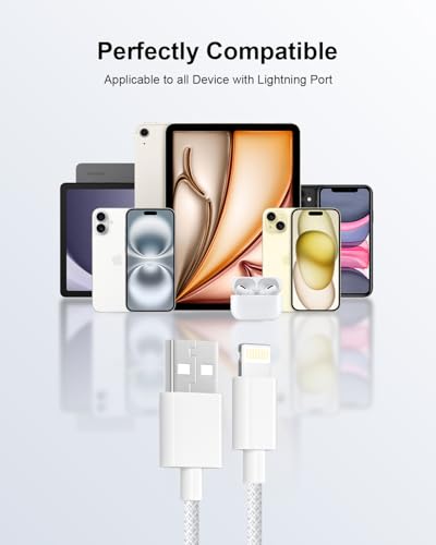 USB to Lightning Cable 3ft 2pack, Apple MFi Certified iPhone Charger Cord Lead Nylon Braided Car Fast Charging Lightning Cable Apple Charging Cord for iPhone 14 13 12 11 Pro Max XS X 8 7Plus 6 SE iPad - size: 1M+1M