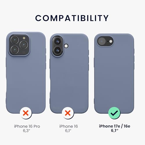 kwmobile Case Compatible with Apple iPhone 17e / iPhone 16e Case - Soft Slim Protective TPU Silicone Cover - Matte Lavender Grey - color: matte lavender grey