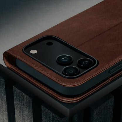 TORRO Leather Case Compatible with iPhone 17 Pro 6.3" 2025 - Premium Leather Wallet Flip Case with Kickstand and Card Slots (Compatible with Official MagSafe Chargers) - Dark Brown - color: Dark Brown, size: iPhone 17 Pro