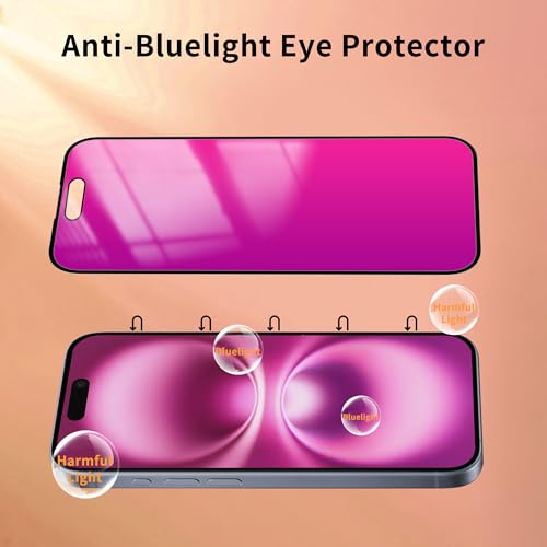 Privacy Screen Protector for iPhone 16 2 Pack (Pink) - color: for iPhone 16 (Pink)