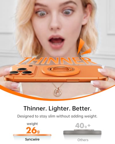 SYNCWIRE for MagSafe Phone Grip, Magnetic Phone Ring Holder - color: Orange
