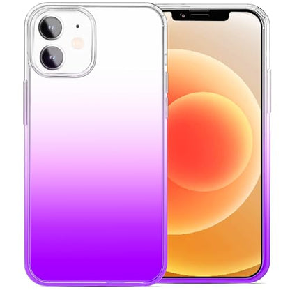 JJGoo Compatible with iPhone 12 Case & iPhone 12 Pro Case Clear, Soft Transparent Shockproof Protective Slim Thin Bumper Phone Cover for 12 and 12 Pro - 6.1 inch, Purple Gradient - color: Gradient Purple