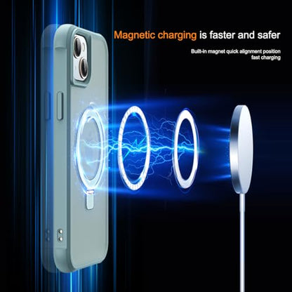 SKYLMW Compatible with iPhone 15 Case with Stand,Blue | iPhone 15 Phone Case 6.1",Magnetic Ring Stand,Compatible with MagSafe,Military-Grade Protection,Great Grip Feeling - color: Blue, size: Iphone 15