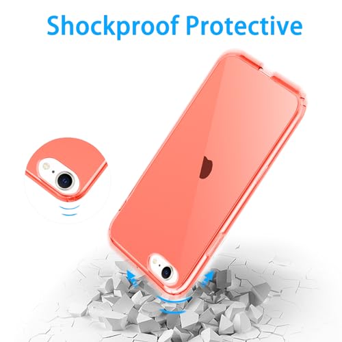 JJGoo Compatible with iPhone SE Case 2022/2020, Compatible with iPhone 7 8 Case Clear Soft Transparent Shockproof Protective Slim Thin Bumper Phone Cover, Red - color: Red