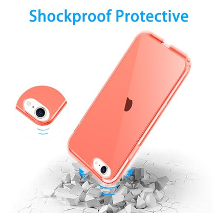JJGoo Compatible with iPhone SE Case 2022/2020, Compatible with iPhone 7 8 Case Clear Soft Transparent Shockproof Protective Slim Thin Bumper Phone Cover, Red - color: Red