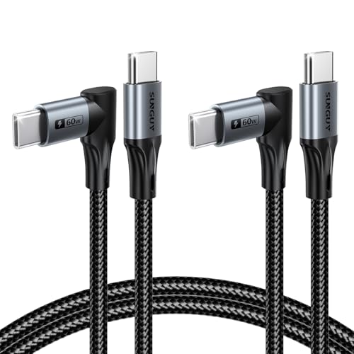 Longer Right Angle USB C Cable 3FT, 60W USB C to USB C for Thick Cases - size: 3FT+3FT