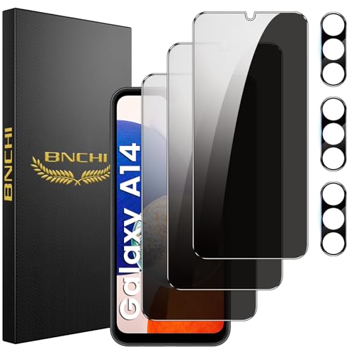 3+3 Pack for Samsung Galaxy A14 5G Privacy Screen Protector with Camera Lens Protector, Anti-Spy Tempered Glass Film, 9H Hardness, Anti-Scratch, Touch Sensitive - size: Galaxy A14