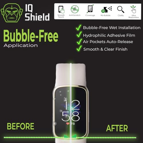 IQShield 6 Pack Screen Protector for Fitbit Luxe, Easy Install, Ultra Thin, Anti-Scratch, Anti-Bubble, Clear TPU Film - size: 0.75 INCH