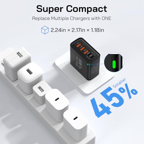 2Pack USB C Fast Charger Block, Total 60W 5-Port USB C Wall Charger 30W - color: Black
