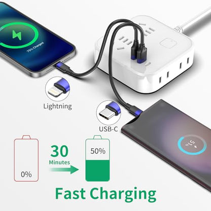 1ft Multipack Short iPhone Charger Cable for iPhone 14 13 12, Bulk Short USB A to USB C Cable 12 inch for Charging Station Compatible with iPhone 15 Samsung Galaxy S20 S10 Note 20 10, 10 Pack Mixed - size: 1 Foot, style: 5P Lightning + 5P USB-C