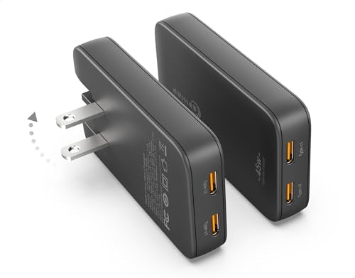 2‑Pack 45W Flat USB‑C Wall Charger, Slim Low‑Profile Dual Port Power Block
