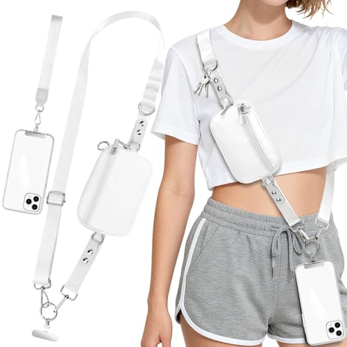 Phone Lanyard Crossbody with Detachable RFID Wallet (Cream, Large) - color: Cream, size: Large