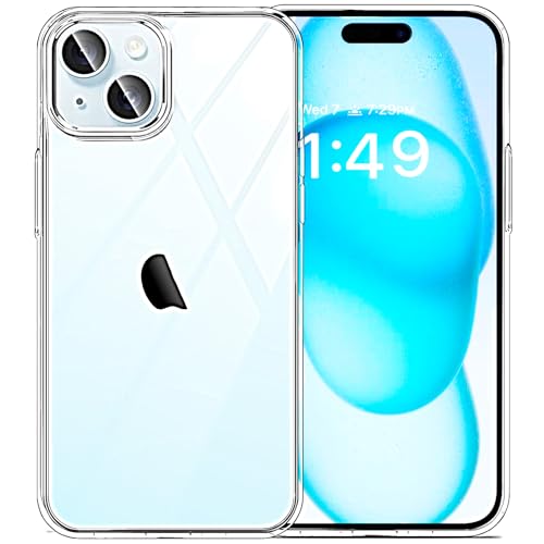 JJGoo Compatible with iPhone 15 Case Clear, Soft Clear TPU Phone Cases, Shockproof Transparent Bumper Cover Slim Thin Phone Case - color: Clear