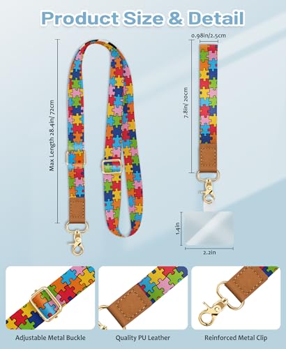 Yonlevres Phone Lanyard Crossbody Strap Wrist Neck Adjustable Women Autism - color: Autism Puzzle